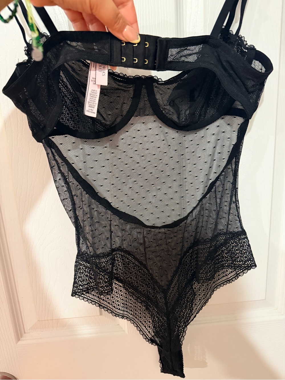 Victoria's Secret Black Sheer Polka Dot Bodysuit - Picture 4 of 7